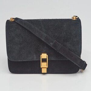 Yves Saint Laurent Black Suede Carre Satchel Crossbody Bag